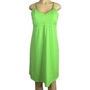 Athleta Shorebreak Swim Dress Racerback Shelf Bra Lime Green Size Large